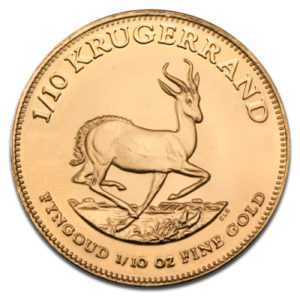 Moneda oro 1/10 Oz  KRUGERRAND varios años SUDAFRICA 3,10 gramos