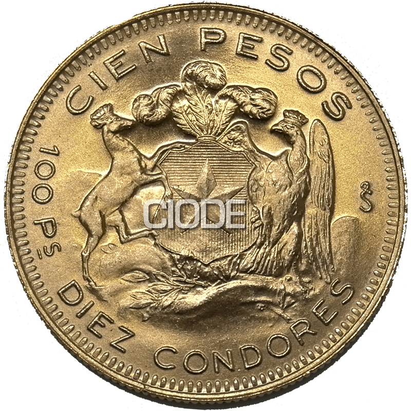 100 Pesos / 10 Condores. Chile. 18,29 Grs. Au