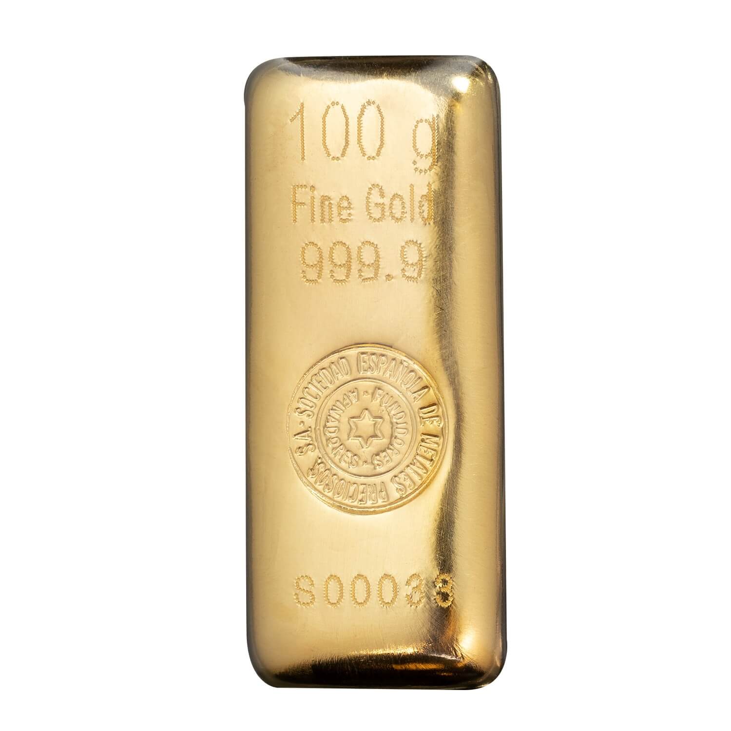 Lingote de oro 100 gramos 9999 Marca SEMPSA