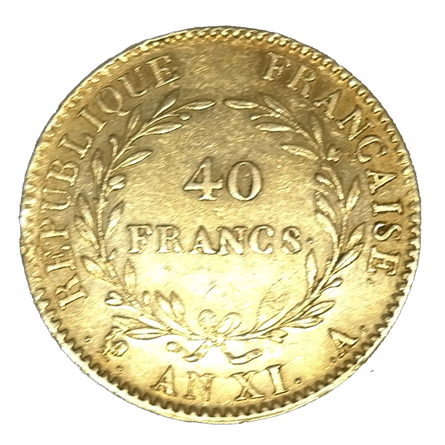 Moneda de Oro 40 Francos BONAPARTE. 12.6 GRS ORO