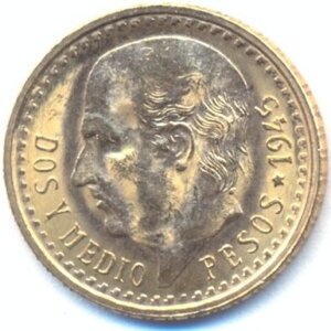 Moneda Oro 2 Pesos y Medio Mexico 2.08 Gramos