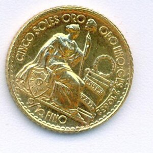 Moneda Oro 5 SOLES PERU 2.34 gramos