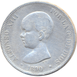 Moneda 22.50 Gramos  Plata fina  5 Pesetas " DURO"  ESPAÑA  Varios Años
