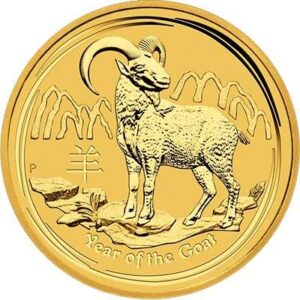 Moneda 1 Oz 31.10 gramos Oro Año de la cabra 2015