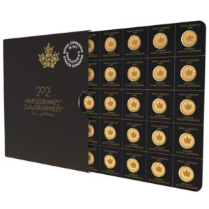Maple Leaf Pack / Set 25 X 1 Grs. Oro. Año 2021