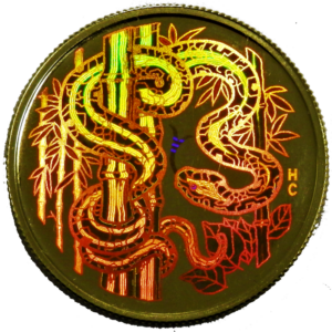 Canada. 150 Dolares.Moneda Oro Proof. AÑO De La Serpiente . Holograma/ Year Of The Snake 2001