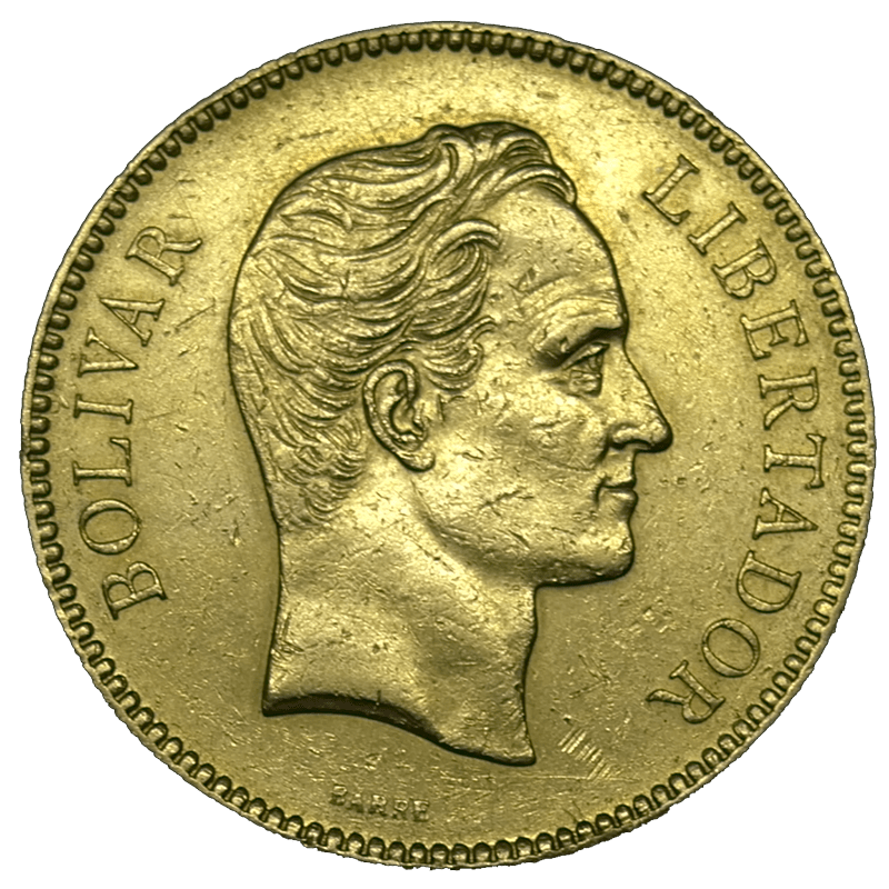 Moneda Oro Simon Bolivar AÑO 1886 Venezuela