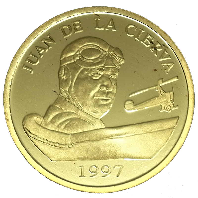 Moneda Oro 200 Euros Homenaje aviación Española -Juan de la Cierva 1997 ESPAÑA
