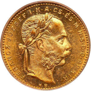 20 Francos /8 Florines Austrohungaros Francisco Jose I Hungria