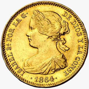 Moneda Oro 100 Reales Isabel II. Año 1864 ESPAÑA