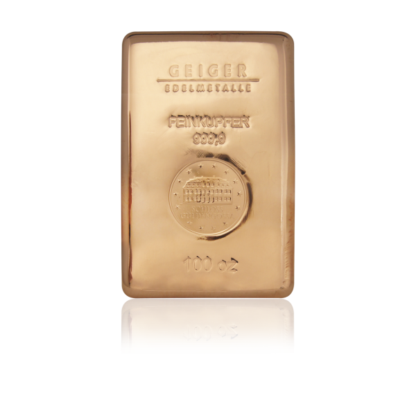 Lingote 100 Onzas Cobre. Marca Geiger Edelmetale