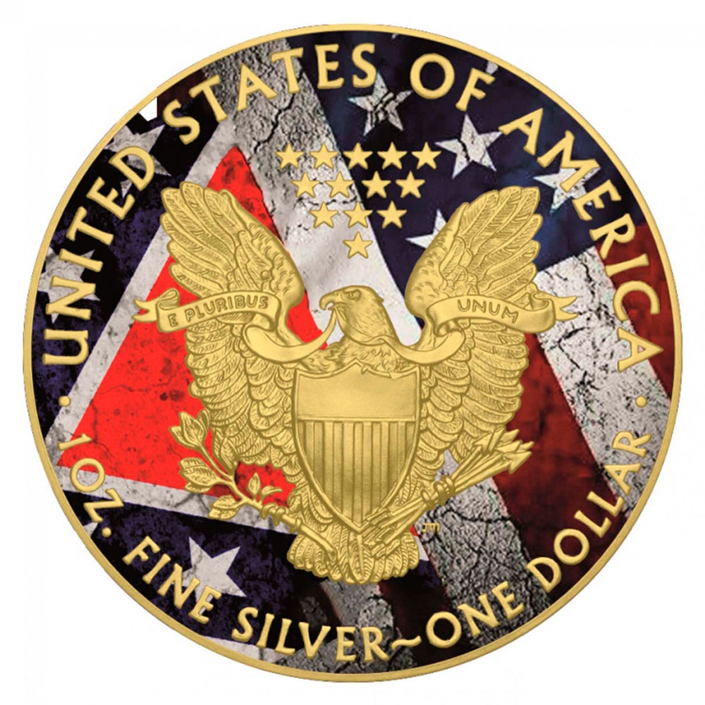 Moneda 1 Onza / 31.10 Gramos / Aguila Americana / bandera Confederada / 2020