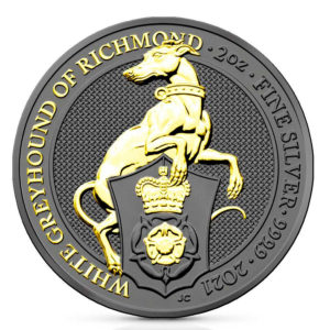 Moneda 2 Oz / Plata-Oro-Ruthenio / White Greyhound / Bestias de la Reina /2020