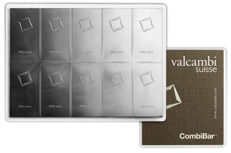 Lingote Plata COMBICOIN VALCAMBI 100 Gramos Divisible en 10 X 10g