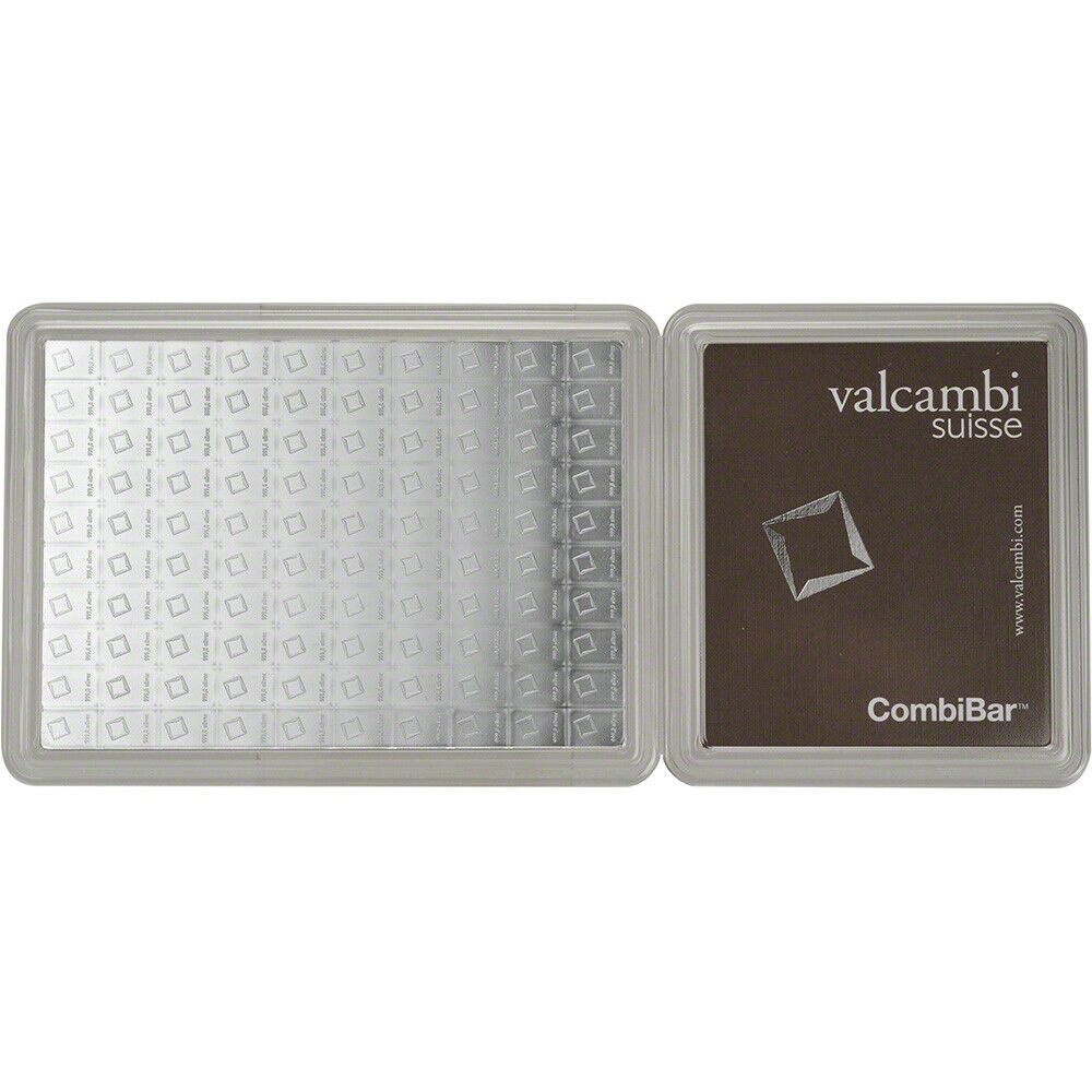 Lingote Plata COMBICOIN VALCAMBI 100 Gramos Divisible en 100 X 1g