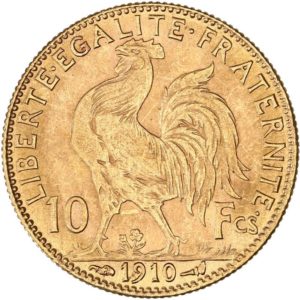 10 Francos. Francia 3.23 Grs Oro Gallo Rep Marianne