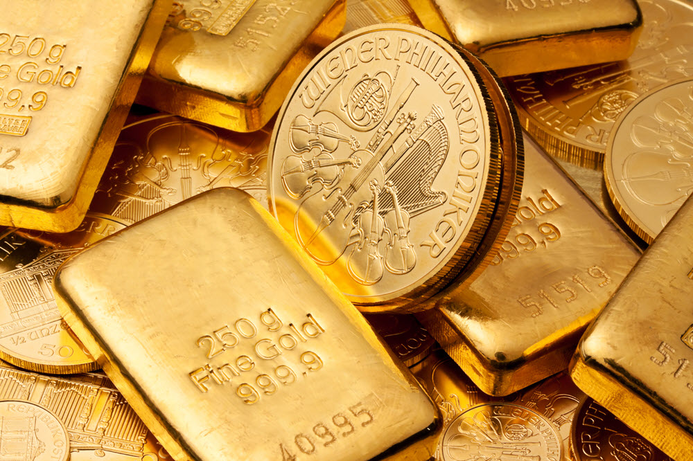 lingotes y monedas de oro