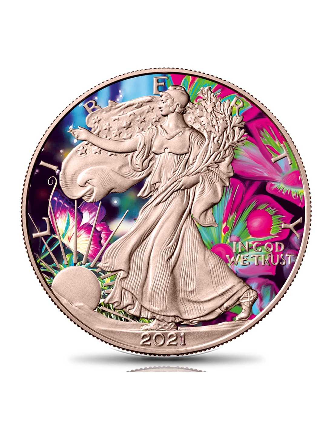 Moneda de plata 1 Onza 31.10 Gramos Aguila Americana MARIPOSA