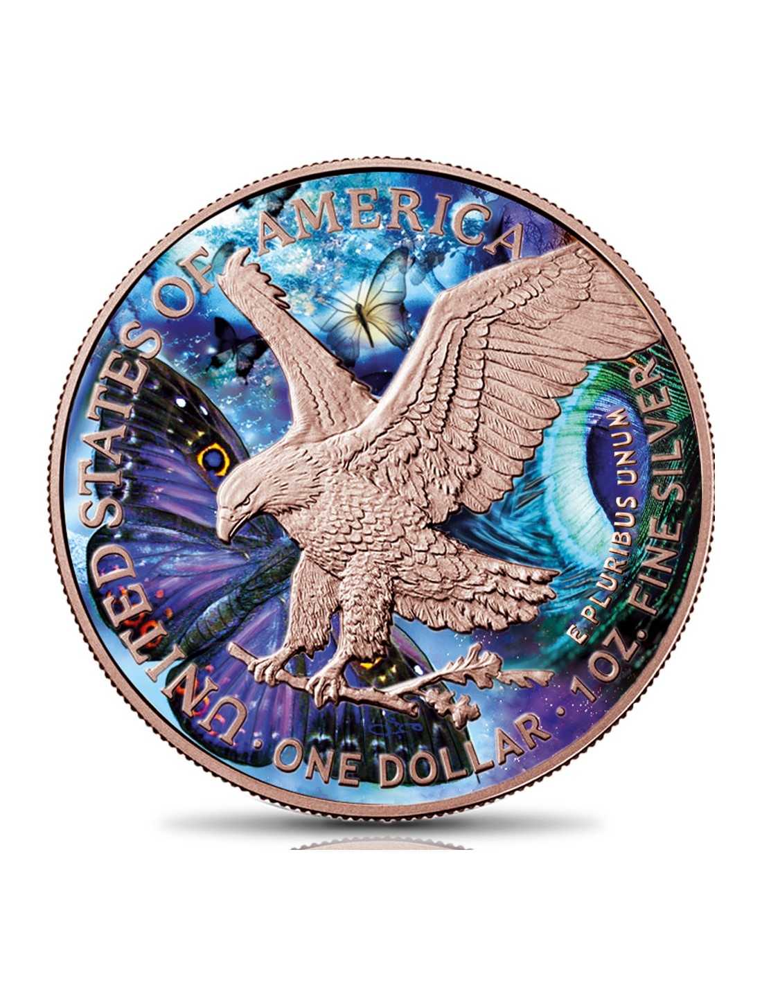 Moneda de plata 1 Onza 31.10 Gramos Aguila Americana MARIPOSA
