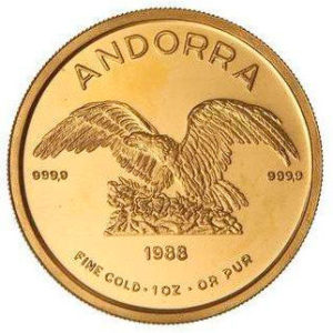 Moneda 1 Oz Oro AGUILA ANDORRA 1988