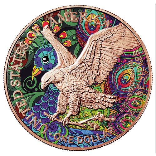 Moneda de plata 1 Onza 31.10 Gramos Aguila Americana PAVO REAL