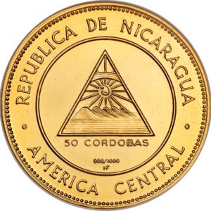 Moneda de Oro 1 Oz. 50 CORDOBAS Republica de Nicaragua 31,10 g Oro fino