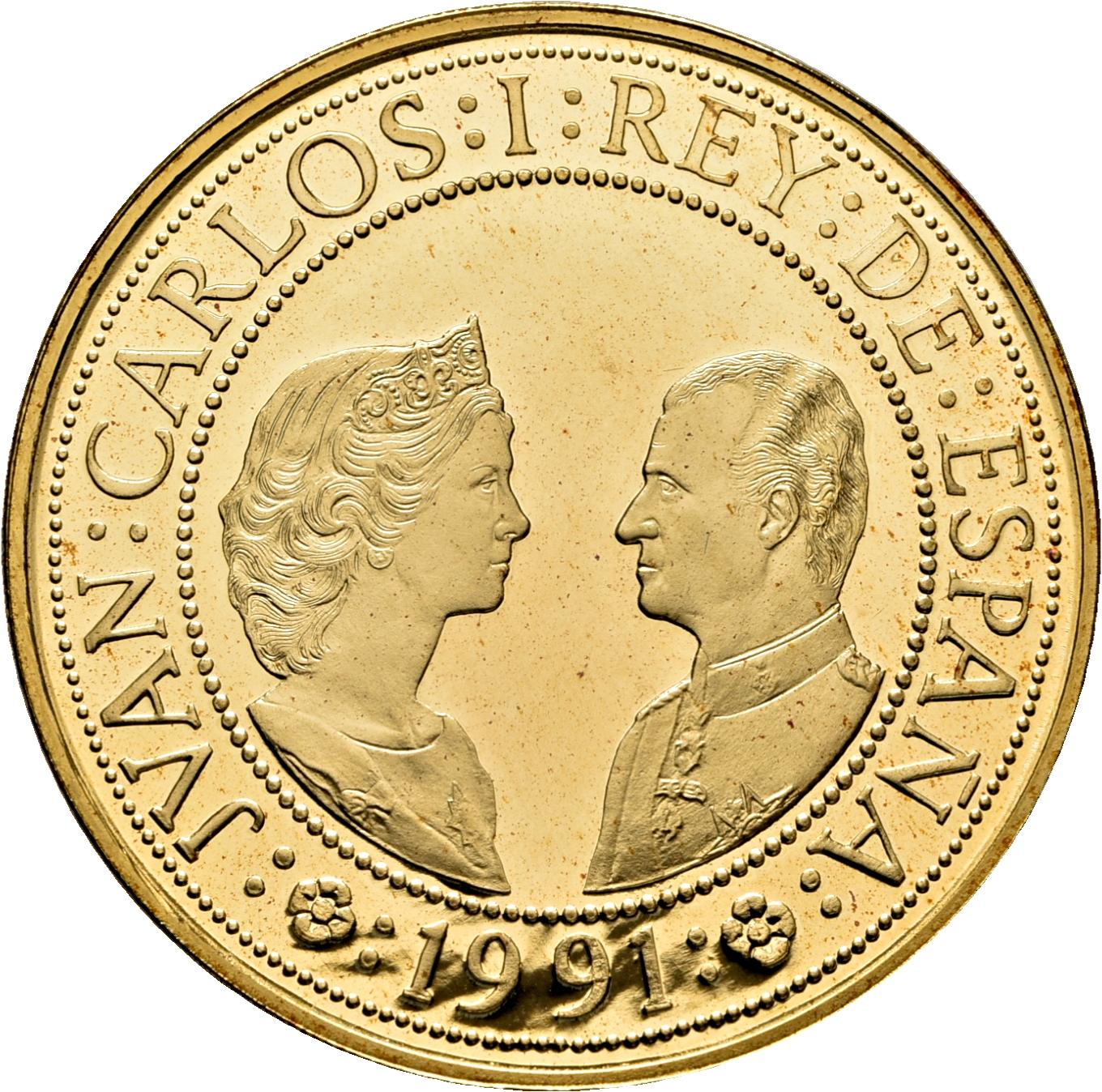 Moneda oro 80.000 Pesetas Quinto centenario Carlos III Año1991 3ª serie oro PROOF. España
