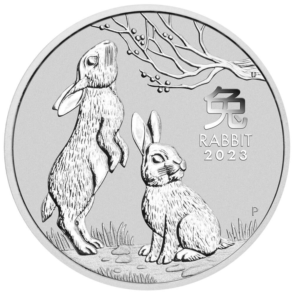 Moneda 2 Onzas Plata 62,27gramos Año Conejo Serie lunar III Australia 2023