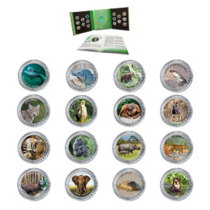 Serie 16 Monedas Plata ANIMALES PELIGRO DE EXTINCION