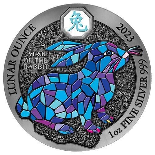Moneda 1 Onza / 31.10 Gramos Plata AZURE WATER RABBIT Ruanda