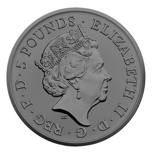 Moneda 2 Oz Plata-Oro-Ruthenio Bestias de la Reina Lion of England 62.41 Gramos