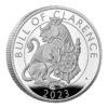 Moneda de Plata .Tudor Beasts The bull of Clarence. 2 Oz – 62.2 gramos. 5 Libras de Gran Bretaña Carlos III