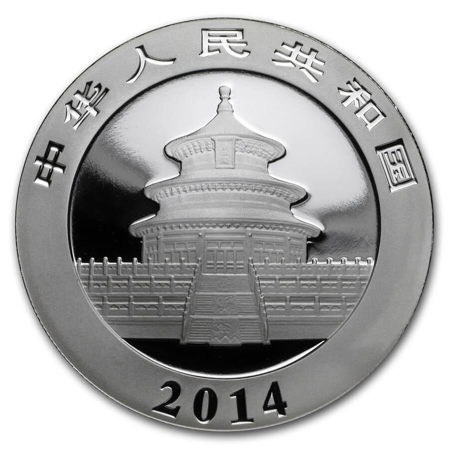 Moneda de plata Panda Chino. 1 Onza 31.10 gramos 2014