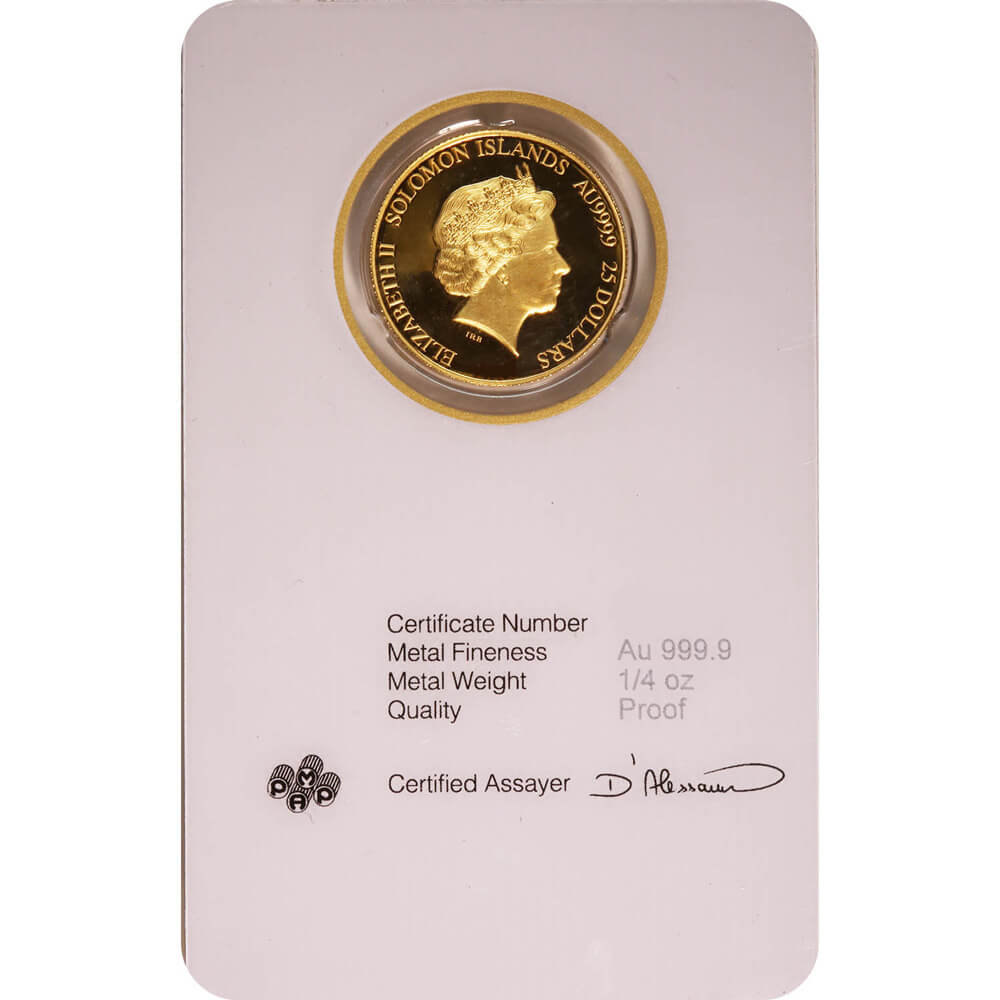 Moneda de oro 25 Dolares Salomon Islands 1/4 Onza de oro 7.78 gramos