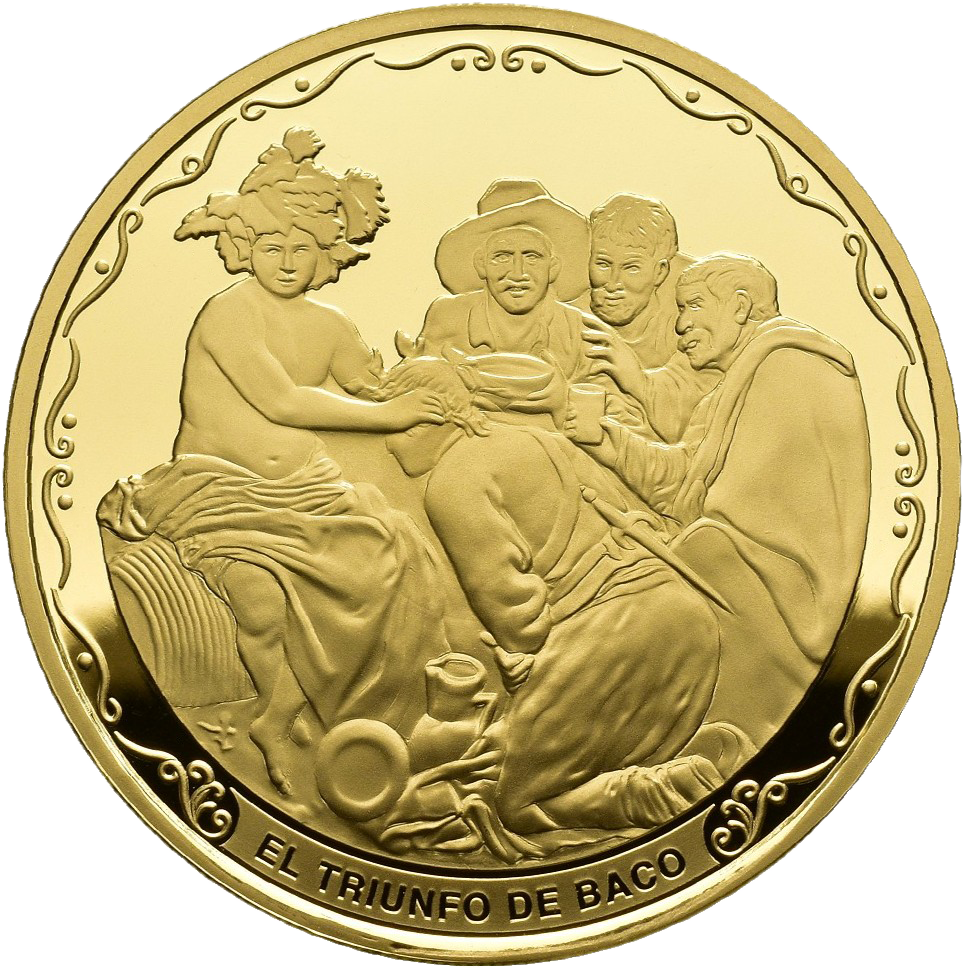 Moneda 27 g Oro Juan Carlos 400 Triunfo de Baco Año 2024