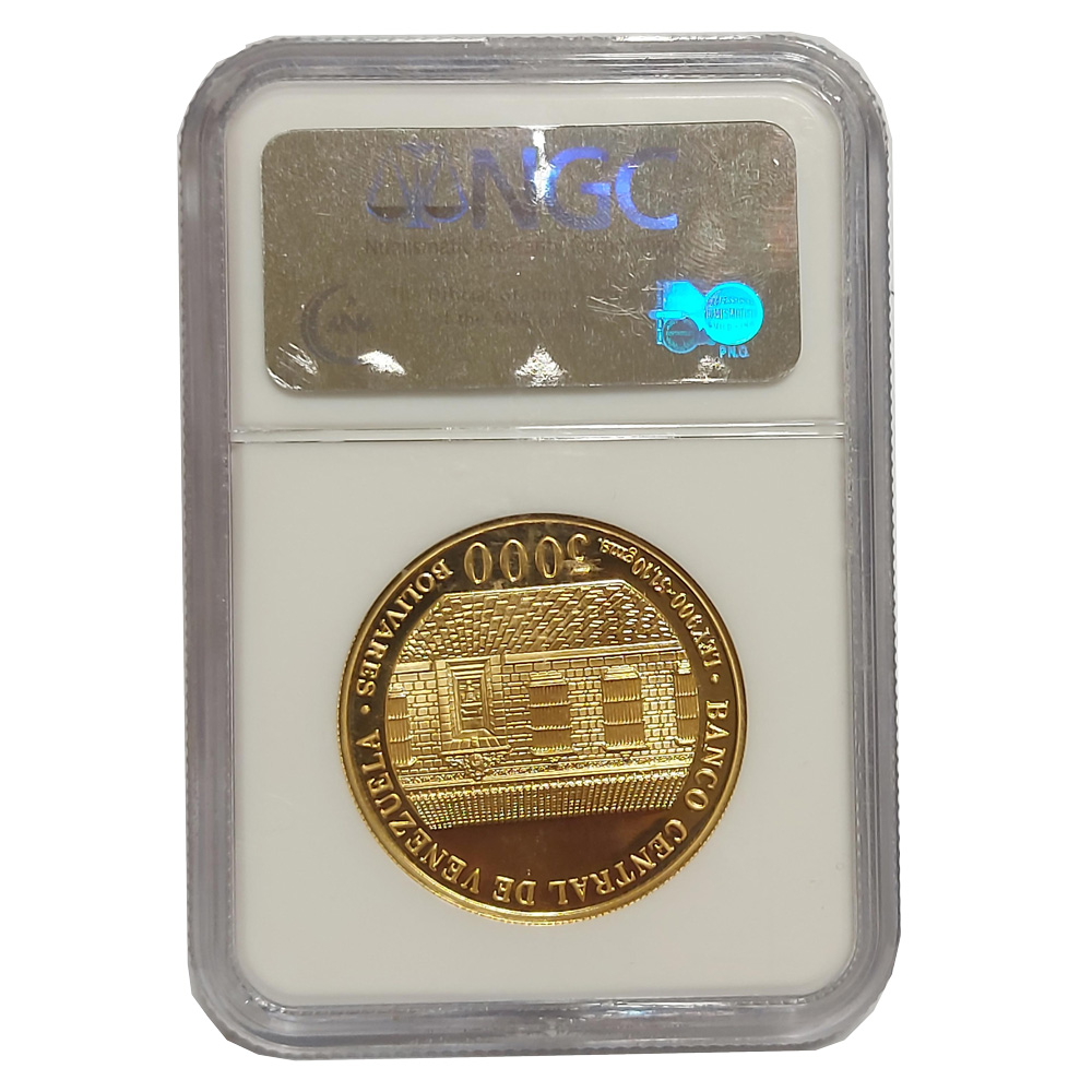 Moneda Oro 3000 Bolivares Venezuela Bicentenario Simon Bolivar 31.10 gramos CERTIFICADO NGC PF 69