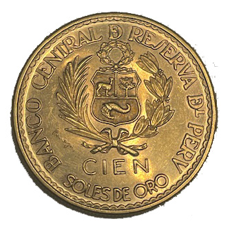 Moneda de Oro 100 Soles República del Peru Varios años Cuatricentenario