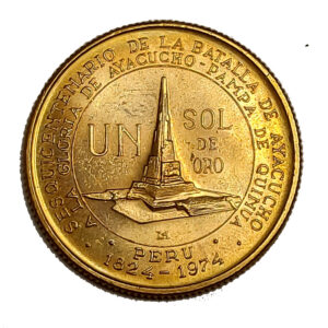 Moneda de 23.4 gramos Oro 1 Sol de PERU Año 1976