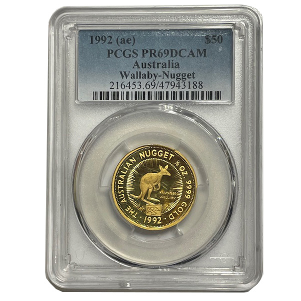 Moneda de oro 1/2 Onza Canguro /50 Dolares. / NUGGET / PCGS