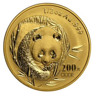 Moneda de oro Panda Chino 15.55g 1/2 onza 200 yuanes 0.999 2003