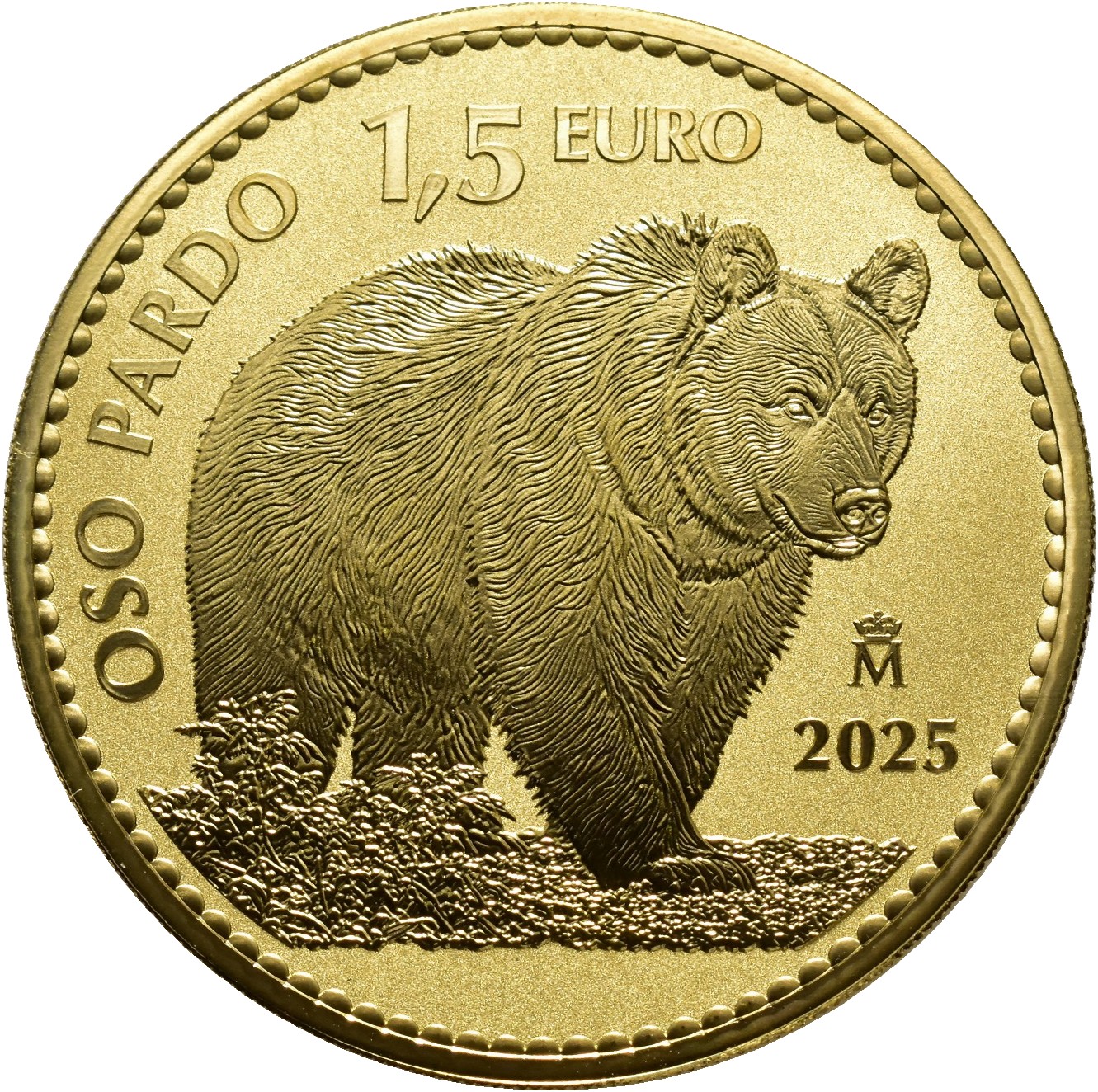 Moneda 1 Onza 31.10 Gramos oro OSO PARDO - 1,5 Euros - Año 2025 España