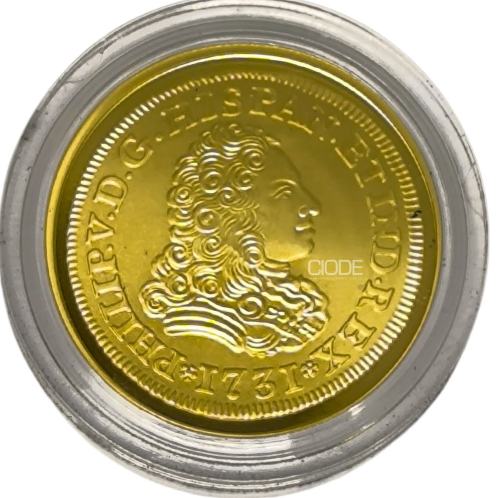 Moneda de oro 6.75gr 999 España 2017 100 euros Homenaje al doblón de 2 escudos de Felipe V