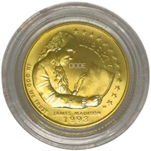 Moneda de oro 8.359gr 900 Estados Unidos 1993 5 dolares James Madison y la Carta de Derechos