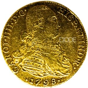 Moneda de oro 27gr 8 Escudos CECA NUEVO REINO 1791 Carlos IV Catalogacion de archivo N 1