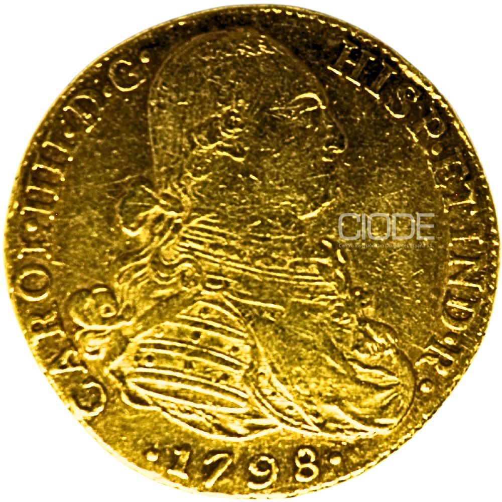 Moneda de oro 27gr 8 Escudos CECA NUEVO REINO 1791 Carlos IV Catalogacion de archivo N 1