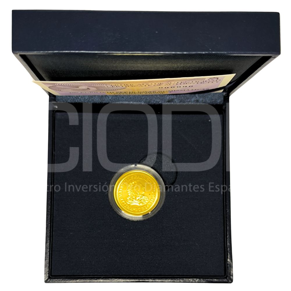 Moneda de oro 6,75gr 999 España 2017 100 euros "Homenaje al doblón de 2 escudos de Felipe V" - Imagen 3
