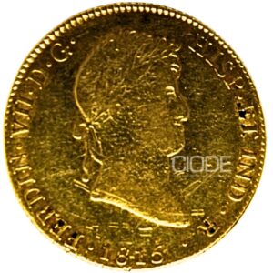 Moneda de oro 8 Escudos 1815 Fernando VII 27gr CECA Lima Catalogacion de archivo N33-1