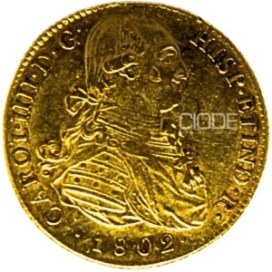Moneda de oro 8 Escudos 1802 Carlos IV 27gr CECA Lima LIMAE 25