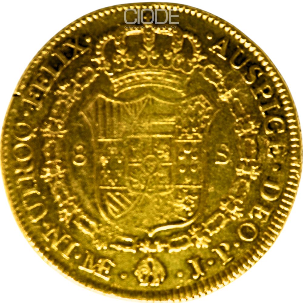 Moneda de oro 8 Escudos 1821 Fernando VII 27gr CECA Lima LIMAE - Imagen 2