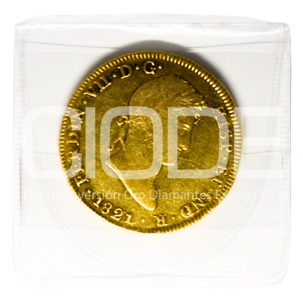 Moneda de oro 8 Escudos 1821 Fernando VII 27gr CECA Lima LIMAE - Imagen 3